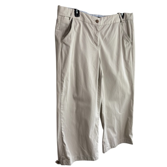 Lands' End Capri Pants Plus Size 18 Khaki 100% Cotton Classic Preppy Chinos - Picture 2 of 15